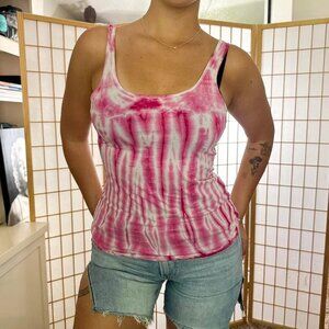 Y2K Pink Tie-Dye Tank Top